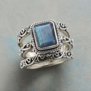 Sundance "Gift Box" Sterling Silver Labradorite Ring Trio Size 6